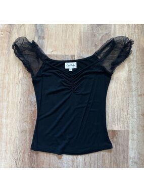 Cry Baby Black Short Sleeve Mesh-Sleeve Tee